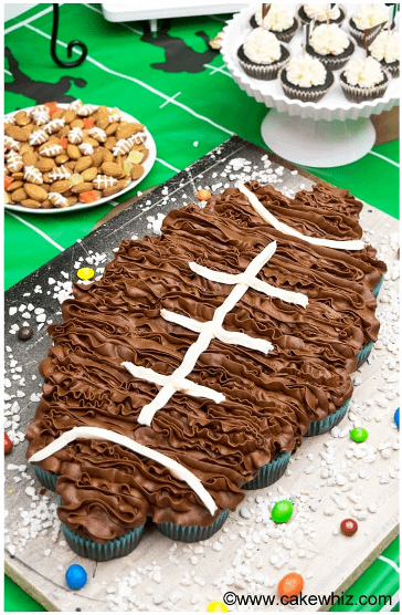 Super Bowl Party Desserts – Football-Shaped Chocolate Cupcake Pull-Apart Cake